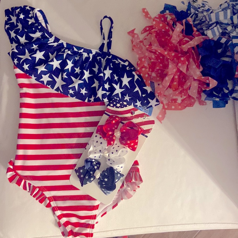 NWT Toddler Girls Patriotic Swimsuit